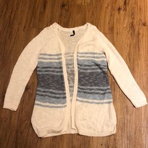 Cream and blue knit cardigan- large
